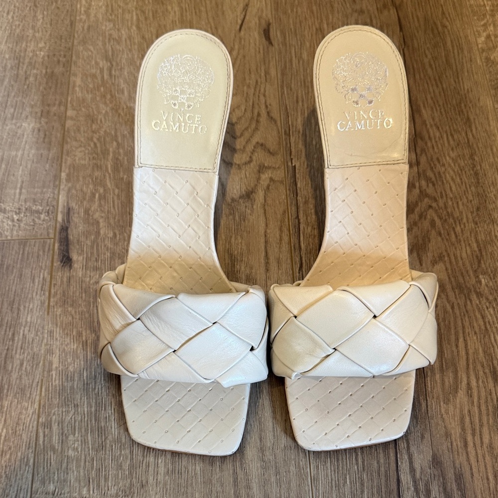 Vince Camuto Ivory Braided Slide Sandals
